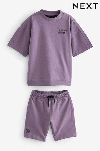 Purple Midweight Short Sleeve Crew T-Shirt and Shorts Set (3-16yrs) (314659) | £16 - £24