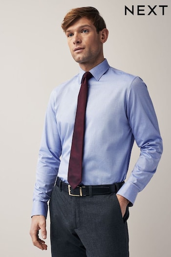 Light Blue/Burgundy Red Textured Regular Fit Single Cuff Shirt And Tie Pack (314733) | £36