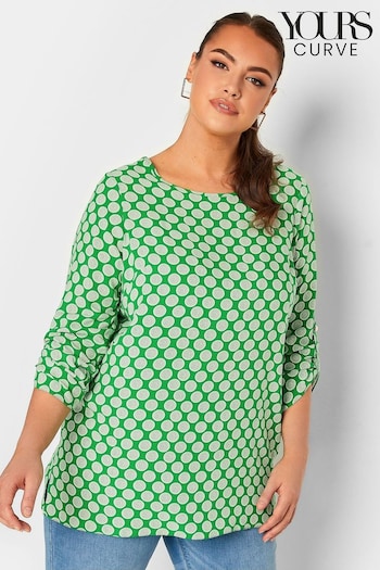 Yours Curve Green Tab Sleeve Blouse (314801) | £24