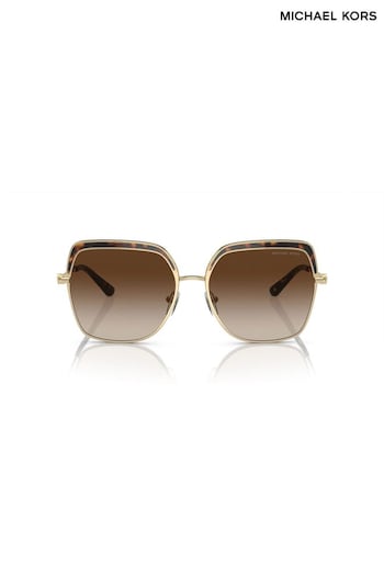 Michael Kors Gold Greenpoint Metal Framed Sunglasses (314810) | £197