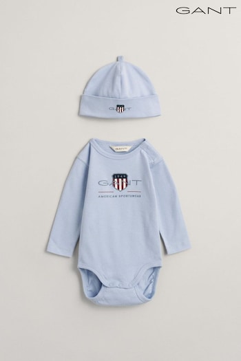 GANT Baby Archive Shield Logo Bodysuit and Beanie Set (314871) | £45