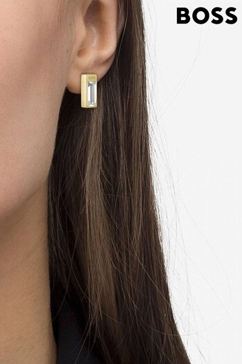 BOSS Gold Jewellery Ladies Clia Crystal Baguette Earrings (315196) | £89