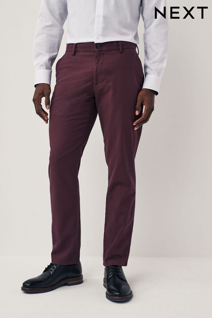 Mens Red Trousers Long Regular Leg Trousers Next Official Site