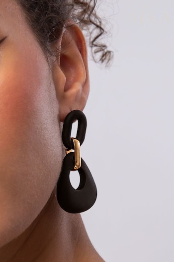 Aela Black Powdercoat Drop Earrings (315324) | £12.50