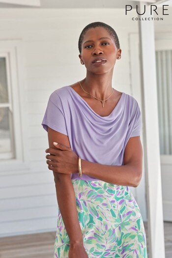 Pure Collection Purple Cowl Neck Jersey Top (315819) | £45