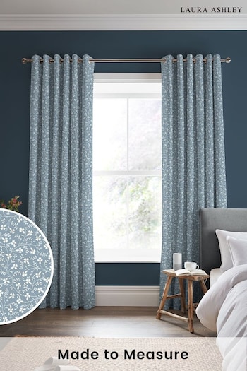 Laura Ashley Newport Blue Campion Made to Measure Curtains (315950) | £100