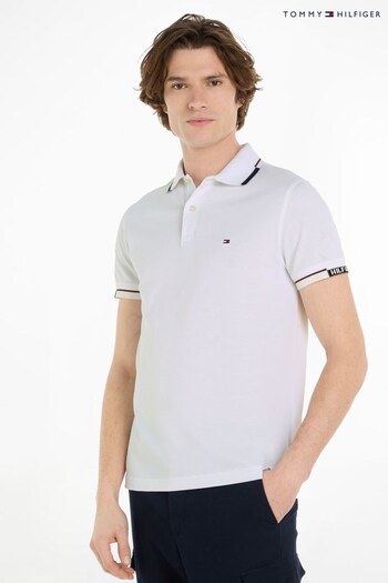 Tommy Hilfiger Cuff Slim Fit White Polo Top (316088) | £85