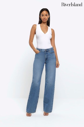 River Island Blue 90s Straight High Rise Jeans (316212) | £38