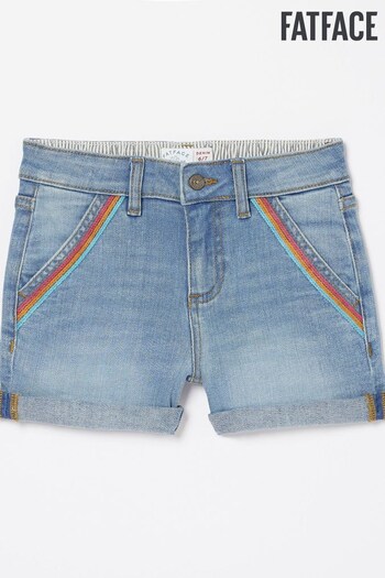 FatFace Blue Rainbow Embroidered Denim Shorts (316427) | £20
