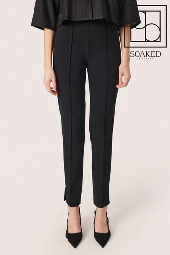 Soaked in Luxury Bea Slim Fit Elastic Waist Black Trousers (316498) | £75