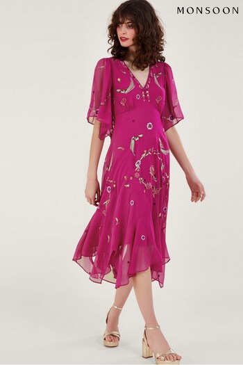 Monsoon Pink Jane Hanky Hem Dress (316586) | £150