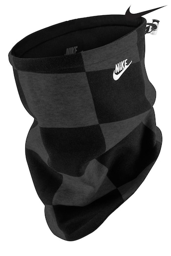 Nike Black Club Fleece Reversible Check Neck Warmer Scarf (316610) | £32