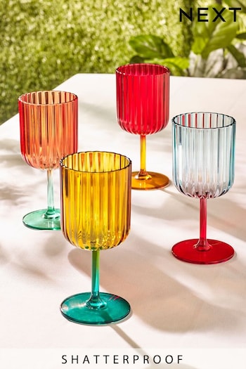 Multi Bright Plastic Picnic Drinkware Set of 4 Wine Glasses (316680) | £20