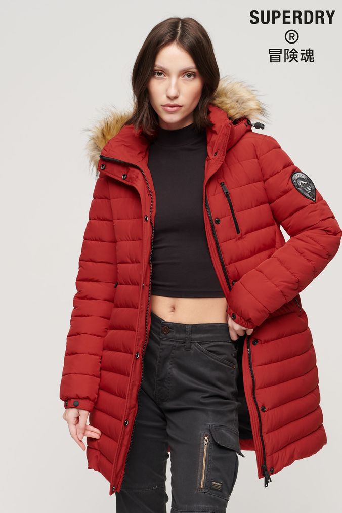 Womens red shop superdry coat