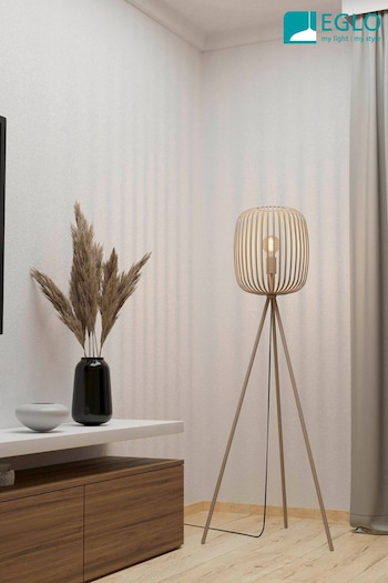 Eglo Cream Romazzina Contemporary Caged Tripod Floor Lamp (316716) | £115