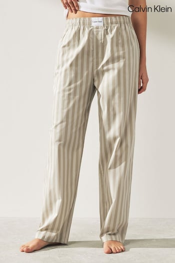 Calvin Klein Cream Pure Cotton Stripe Pyjamas Trousers (316772) | £50
