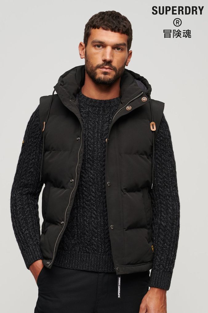 Mens gilet with store fur hood