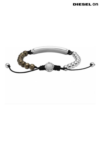 Diesel Jewellery Gents Silver Tone Beads Bracelet (317131) | £89