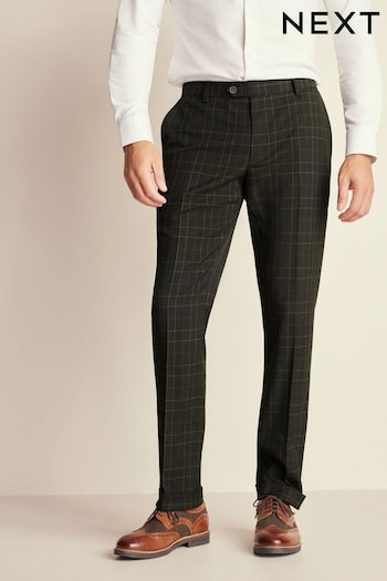 Green Slim Slim Fit Trimmed Check Suit Trousers (317175) | £50