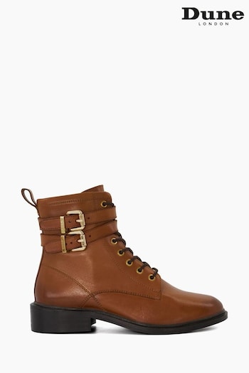 Dune London Natural Double Buckle Lace-Up Phyllis Boots (317422) | £130