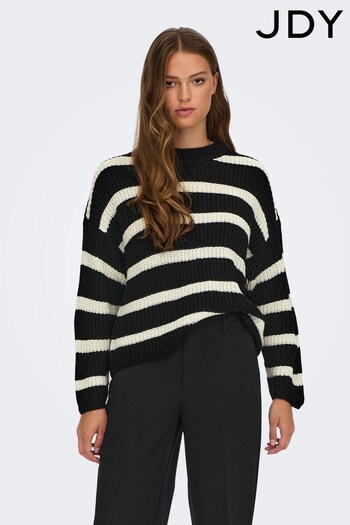 JDY White Stripe Knitted Drop Shoulder Jumper (317505) | £30
