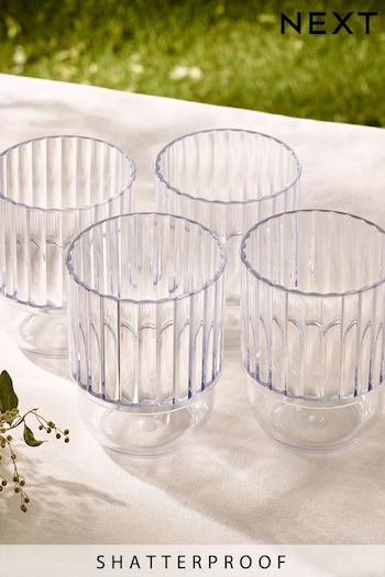 Clear Hollis Plastic Picnic Drinkware Set of 4 Tumbler Glasses (317642) | £12