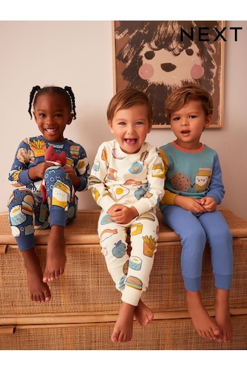 Blue/Green Food Snuggle Pyjamas 3 Pack (9mths-8yrs) (317816) | £27 - £33