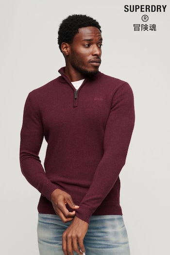 Superdry Red Essential Embroidered Knitwear Henley Jumper (317947) | £50
