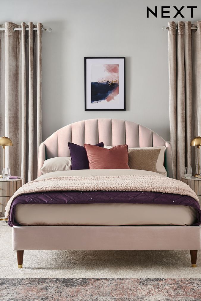 Opulent Velvet Blush Pink Stella Upholstered Bed Bed Frame (317965) | £525 - £775