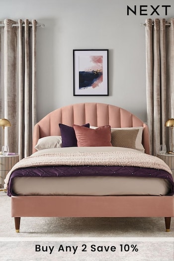 Opulent Velvet Blush Pink Stella Upholstered Bed Bed Frame (317965) | £575 - £675