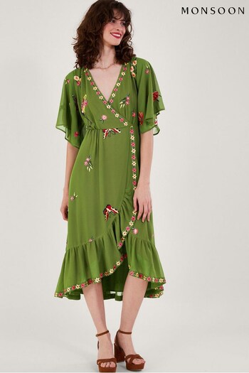 Monsoon Green Renee Wrap Dress (317986) | £150