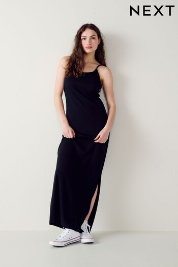 Black Thin Strap Ribbed Maxi Dress (318162) | £18