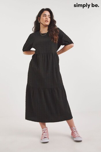 Simply Be Textured Black Midi Dress (318208) | £32