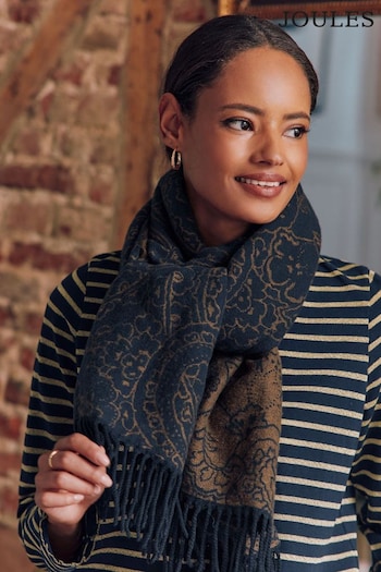 Joules Elissa Navy Paisley Jaquard Scarf (318306) | £29.95