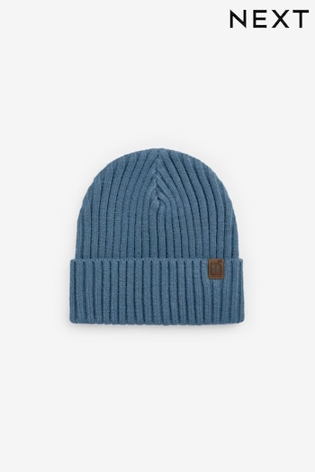 Mineral Blue Knitted Rib Beanie Hat (1-16yrs) (318546) | £4 - £8