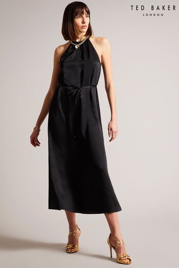Ted Baker Roxieyy Halterneck Black Midi Dress (318563) | £150