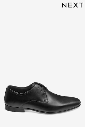 Black Regular Fit Leather Plain Derby football Shoes (318608) | £39 - £40