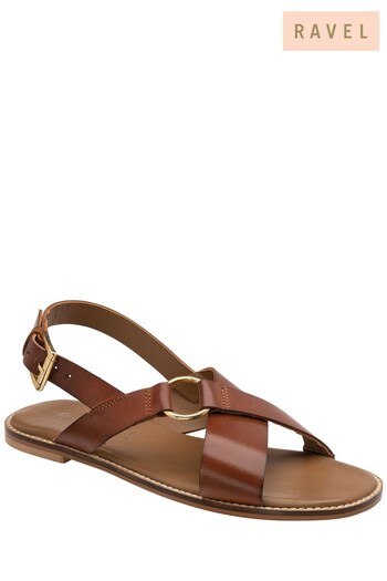 Ravel Brown Leather Flat Sandals (318666) | £70