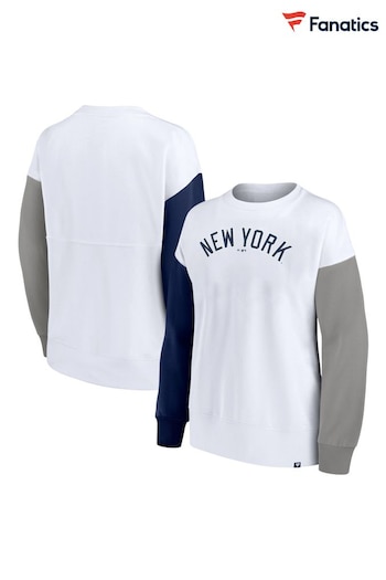 Fanatics New York Yankees Fundamentals Fleece White Crew Top Womens (318763) | £45