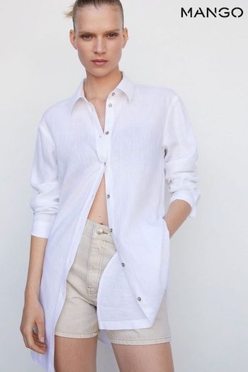 Mango Linen White Long Shirt (318885) | £50