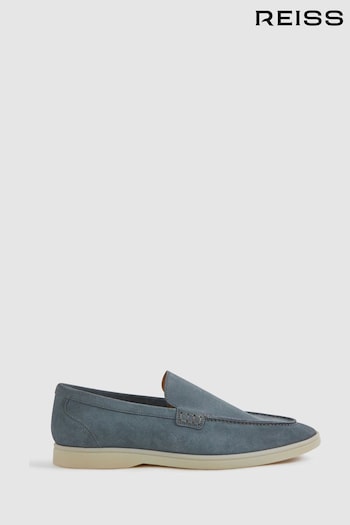 Reiss Light Blue Kason Suede Slip-On Loafers (319310) | £178