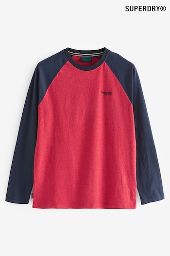 Superdry Red Essential Baseball Long Sleeve Top (319331) | £27