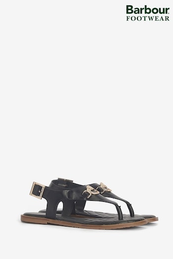 Barbour® Black Vivienne Leather Pnk Sandals (319736) | £85