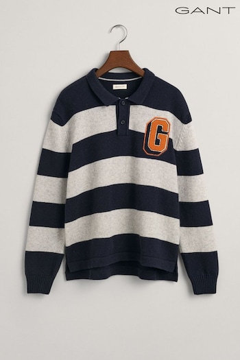 GANT Blue Striped Novelty Knitted Jumper (319788) | £125