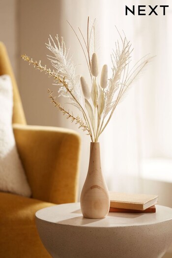 Natural Artificial Dried Floral In Pine Wood Vase (320020) | £18