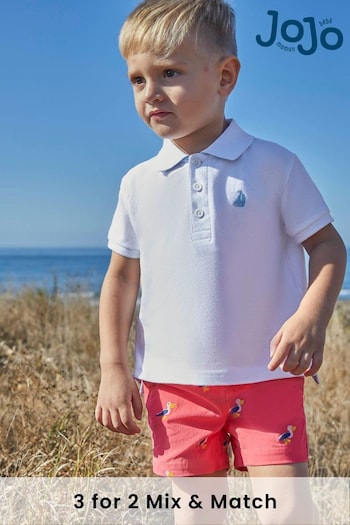 JoJo Maman Bébé White Kids' Classic Vermelha Polo Shirt (320092) | £13