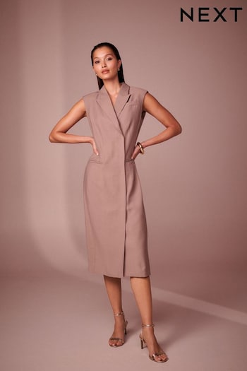 Mink Brown Mini Sleeveless Blazer Dress (320138) | £62