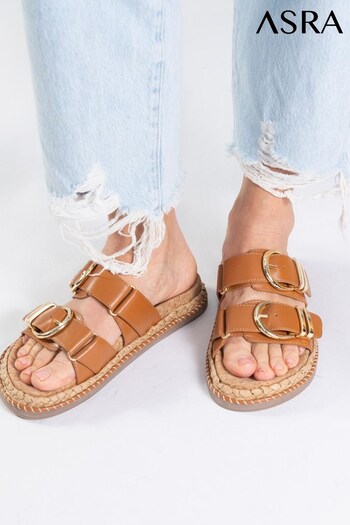 ASRA London Suzie Leather Buckle Flat Sandals (320369) | £90