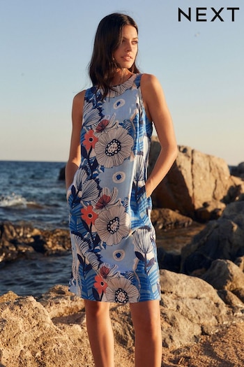 Blue Linen Blend Sleeveless Shift Dress (320499) | £24