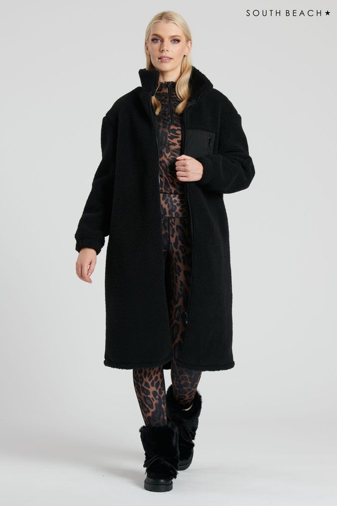 Women s Black Borg Coats Jackets Next Official Site